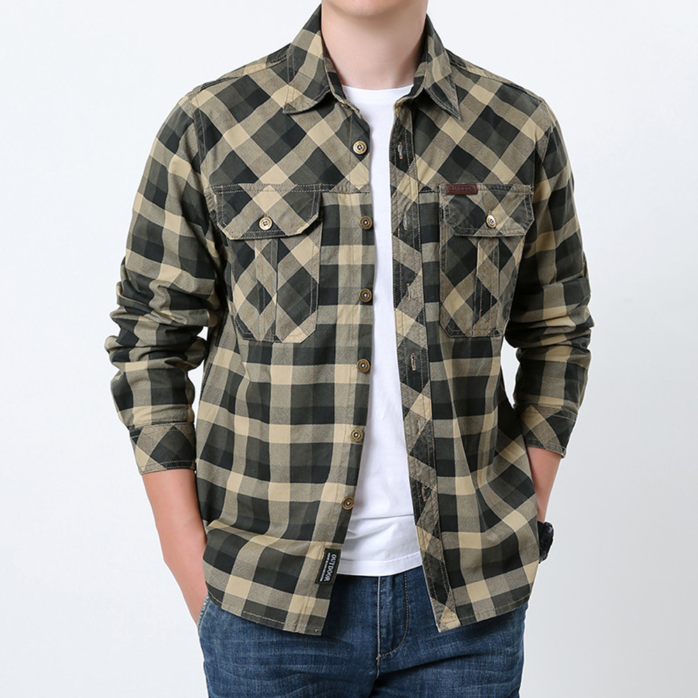 Spring Autumn Men's Cotton Pla - огляд і ціна Flannel Shirt Lined