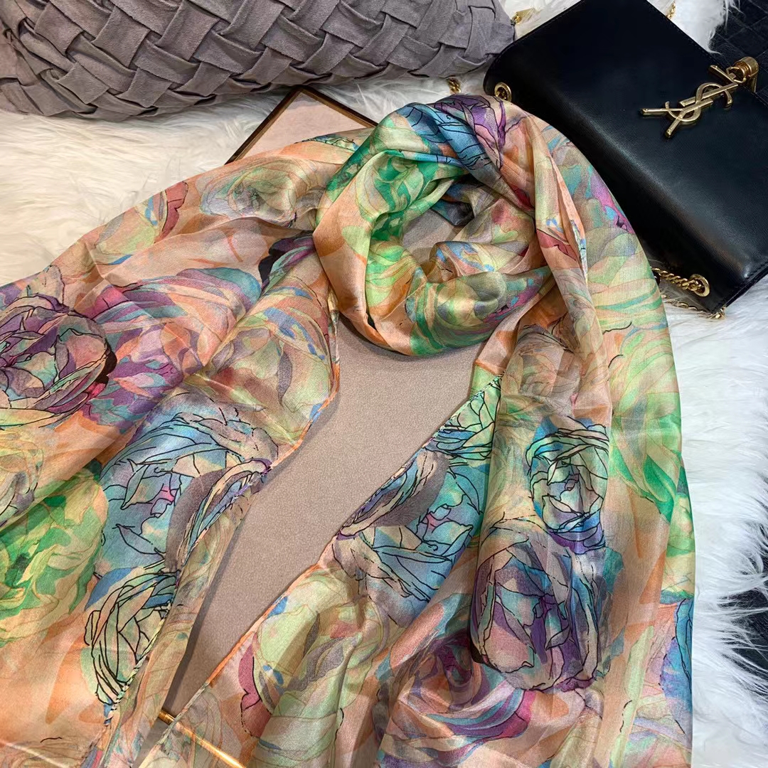Ladies Green 100% Silk Scarf S - огляд і ціна Shawl Wrap Winter