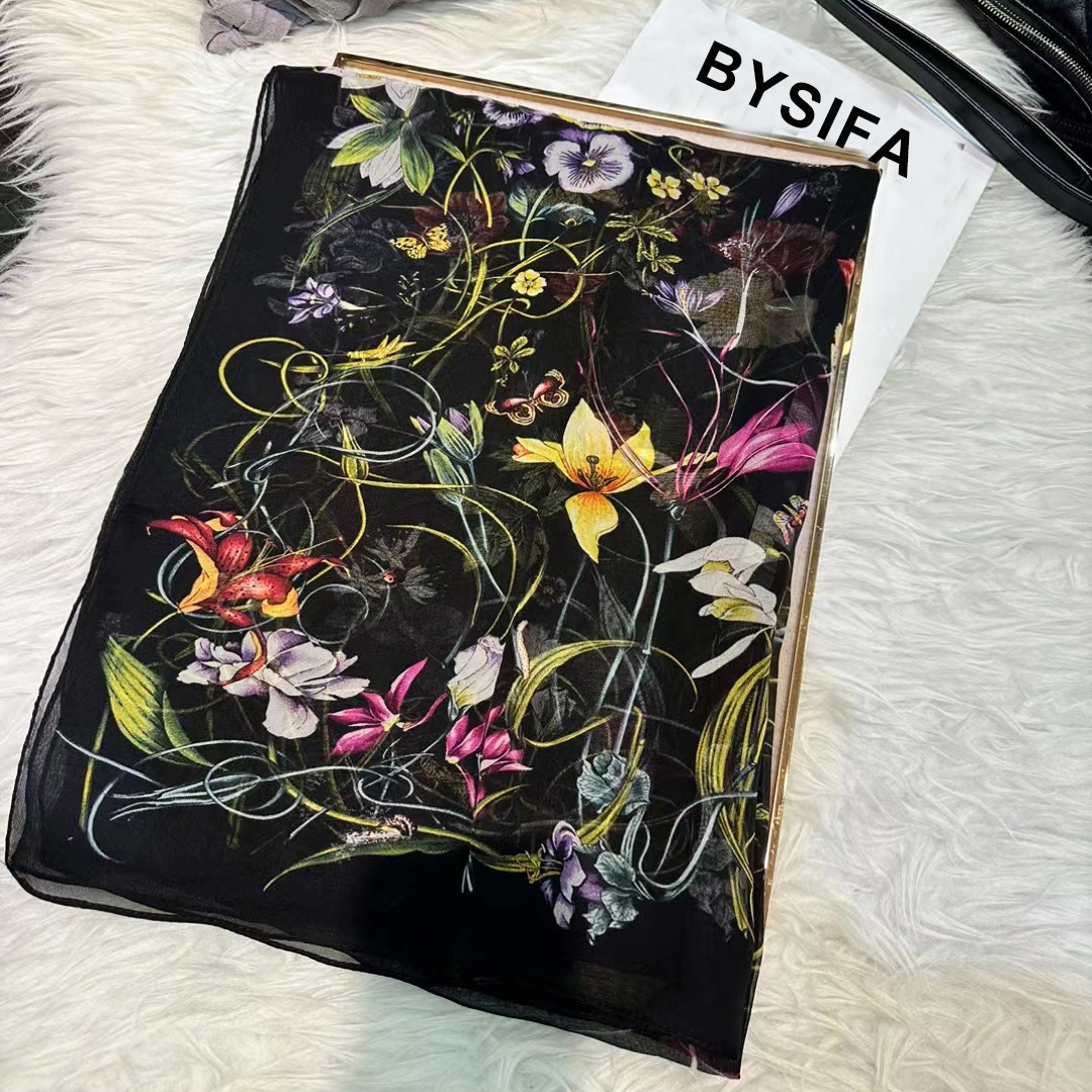 BYSIFA|New Black Pure Silk Wom - огляд і ціна Shawl Wrap Winter