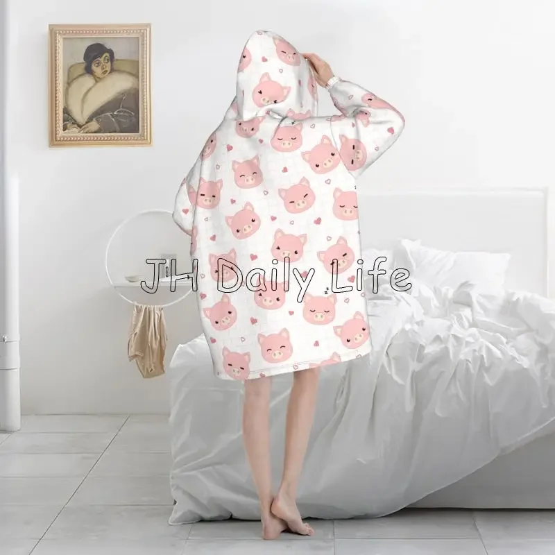 Cartoon Pigs Wearable Flannel  - огляд і ціна Sherpa Hoodie Fleece