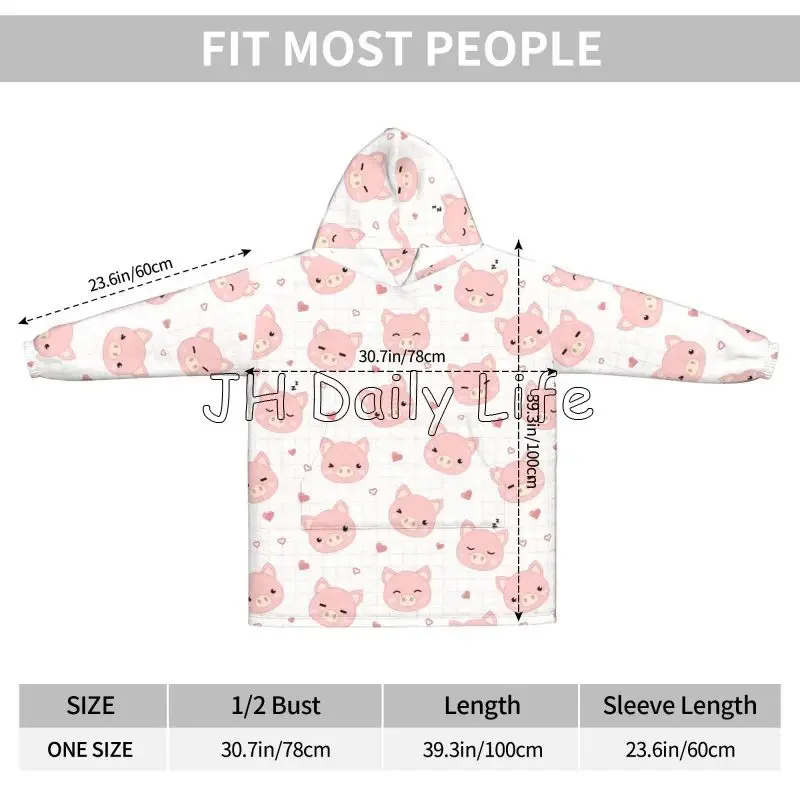 Cartoon Pigs Wearable Flannel  - огляд і ціна Sherpa Hoodie Fleece